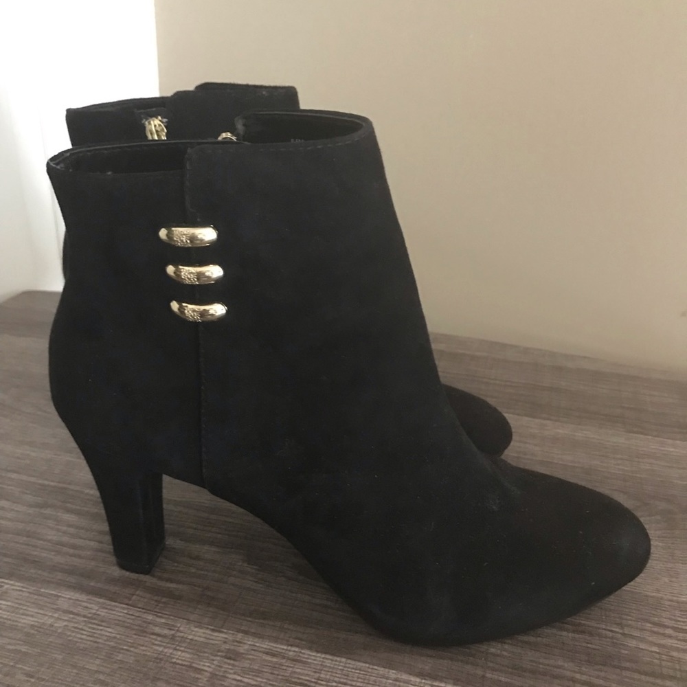 Anne Klein Suede Booties, 3” heel, 8 1/2 M,
